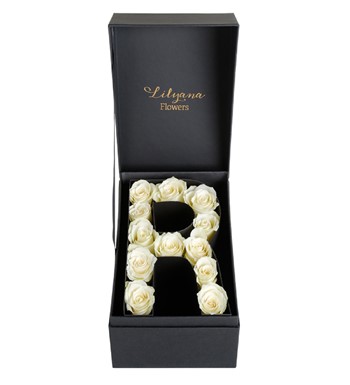 Lilyana Flowers - Harf Kutu Beyaz Gül (Harf Seçenekli)